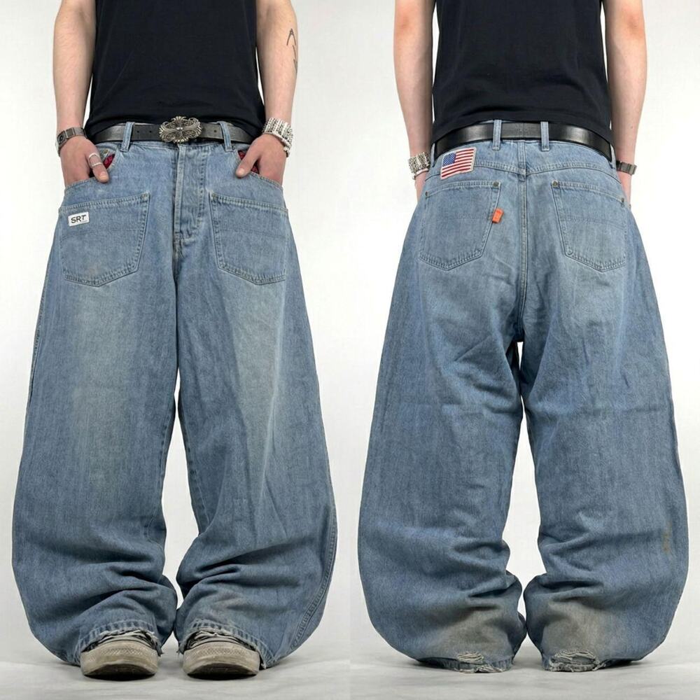 Vintage y2k grunge faded stonewash archive baggy wide leg rare jeans
